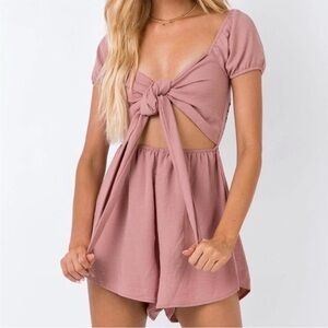 Princess Polly Mauve Tie-Front Romper